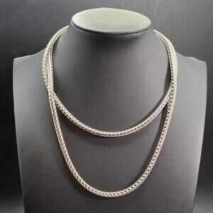 Silver Tone Foxtail Wheat Chain Necklace 29" Unmarked 50g